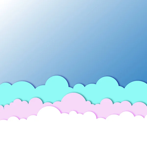 Blauer Himmel Und Wolken Vektorhintergrund Einfache Kartonumrandung Von Wolken Luftige — Stockvektor