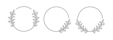 Set black silhouette circular laurel. Silhouette laurel wreath. Vector black laurels se