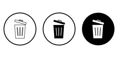 Çöp simgeleri ayarlandı. Çöp kutusu simgesi. Simge vektörünü sil