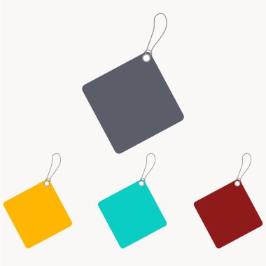 Renkli asma fiyat etiketleri. Satışlar ve terfiler için kullanılabilir.