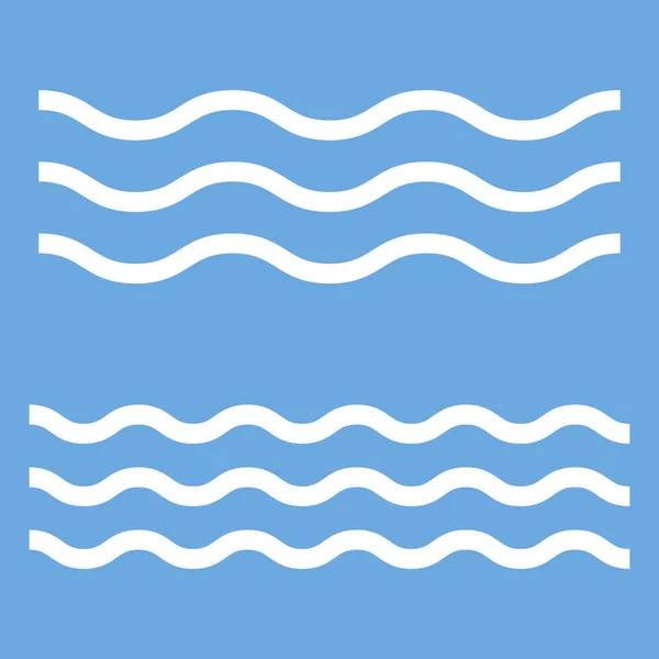 Olas Icono Océano Sobre Fondo Azul — Vector de stock