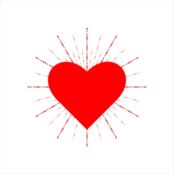 Corações Vetoriais Postos Coração Com Raios Dia Dos Namorados Coração — Vetor de Stock