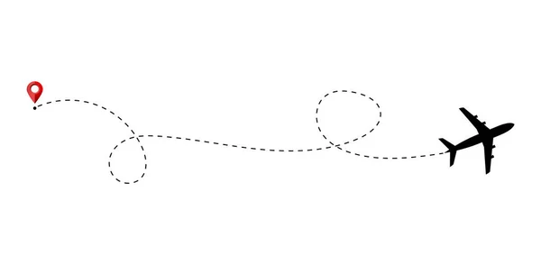 飞机航线 有虚线和虚线的飞机航线 — 图库矢量图片