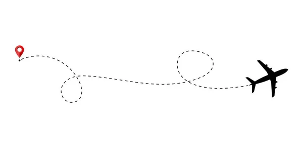 Flugstrecke Flugbahn Mit Gestrichelter Und Gestrichelter Linie Vektor — Stockvektor