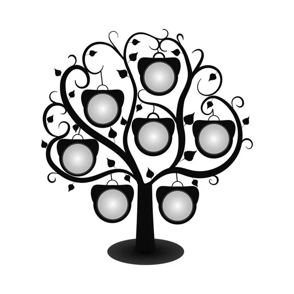 Árvore Genealógica Com Molduras Forma Coração Isoladas Fundo Branco Ilustração — Vetor de Stock