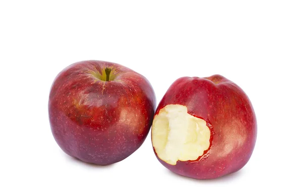 Red apple whole and bitten isolated on white background — Stock Photo, Image