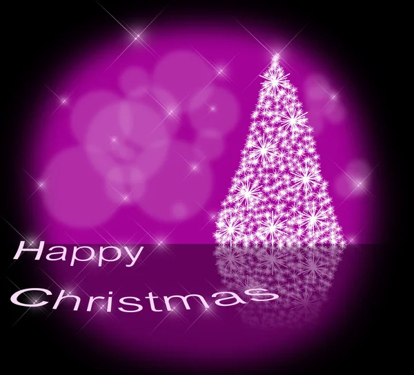 Christmas tree illustration on purple background — Stock Photo, Image
