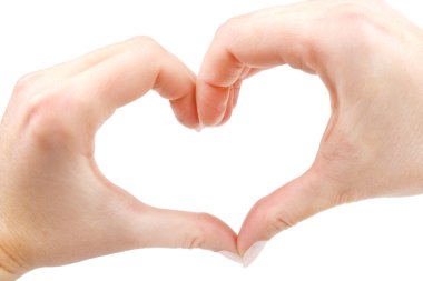 Kavram ya da kavramsal insan erkek ya da erkek ve kadın ellerinde aşk, Sevgililer şekli veya kalp sembolü