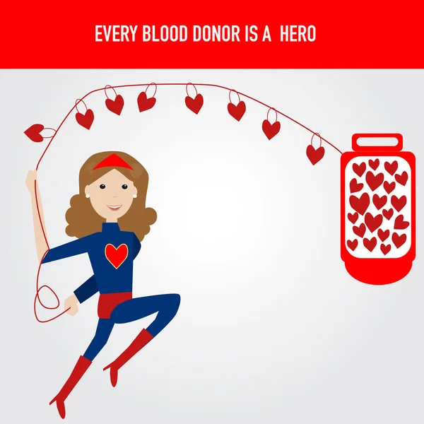 Mensen zijn held voor bloed donatie vector. Afbeelding Eps10. — Stockvector