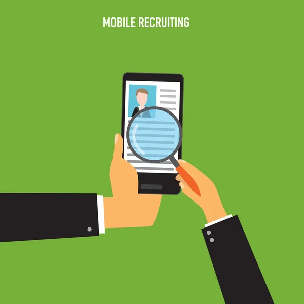 Illustrazione del vettore di reclutamento mobile delle risorse umane EPS10 . — Vettoriale Stock