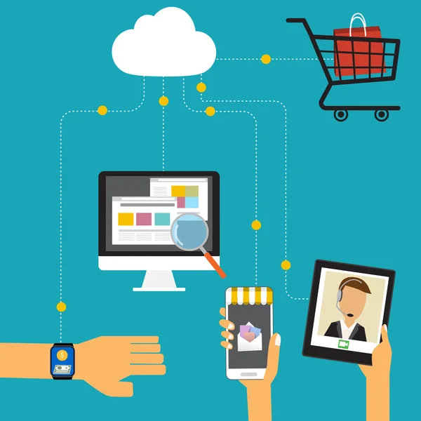 Omnichannel-Konzept für digitales Marketing und Online-Shopping.i — Stockvektor