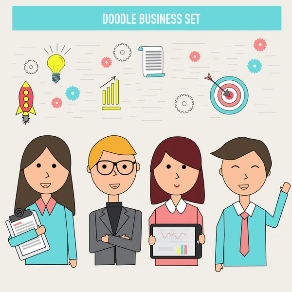 Doodle business team concept vector.illustration EPS-10. — Stockvector