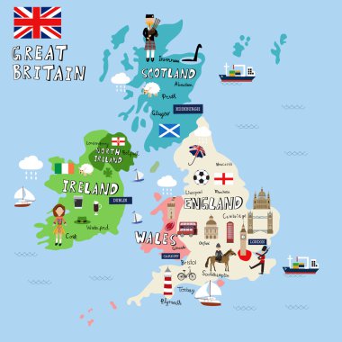 Büyük Britanya'nın resmi harita vektör çizim Eps10.