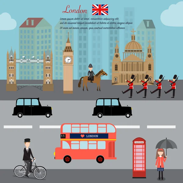 Londres capital de Inglaterra Gran Bretaña vector ilustratio — Vector de stock