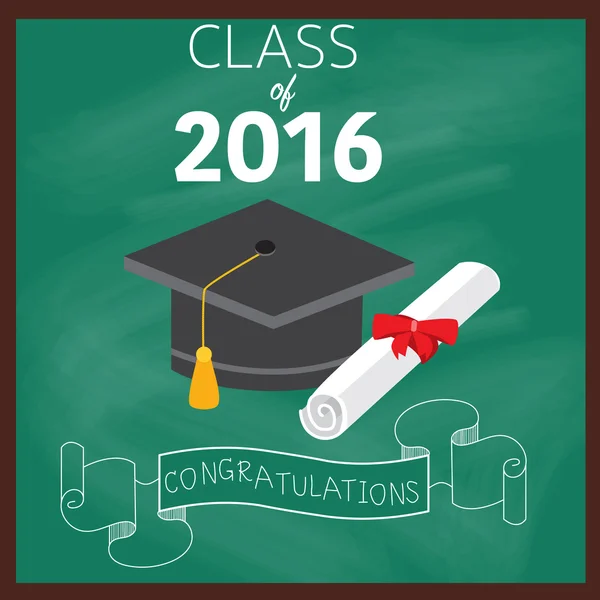 Klasa gratulacje 2016 ukończył z deploma, licencjat, maste — Wektor stockowy