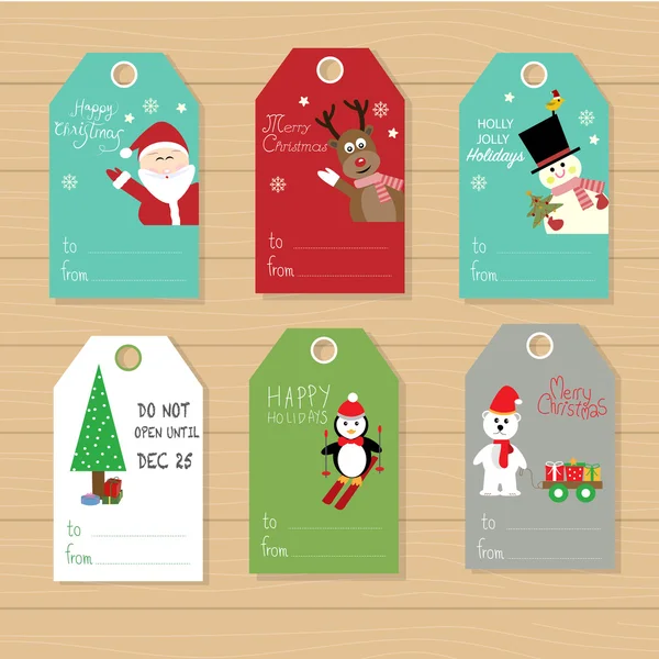 Merry christmas gifts tags  hand lettering  set for winter holid — Stock Vector