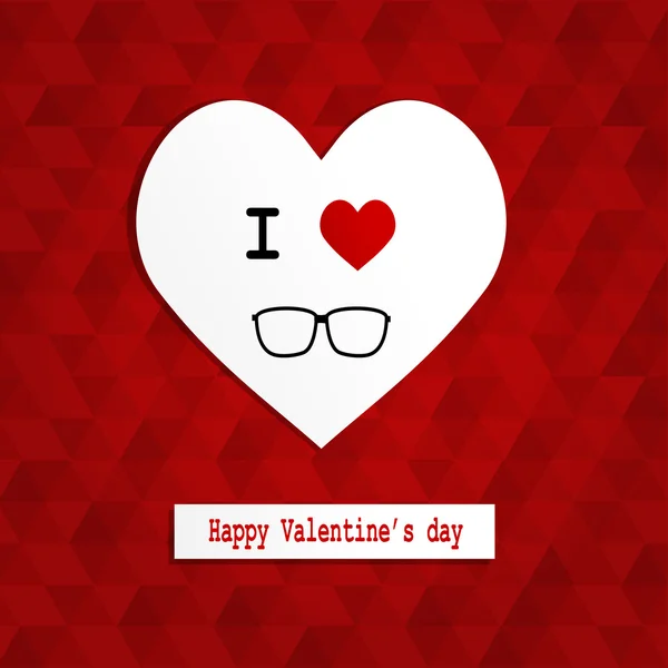 Estilo hipster corazón cortado de papel para el día de San Valentín — Vector de stock
