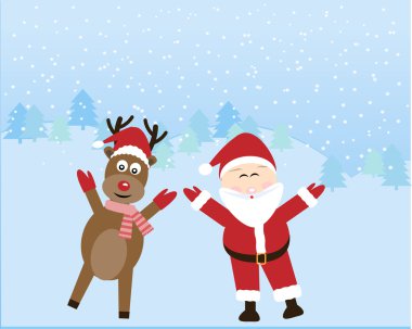 Santa dizgin geyik kar sezonu ile