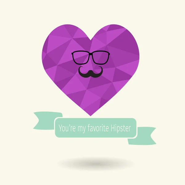 Niedriges polygonales Herz im Hipster-Stil zum Valentinstag — Stockvektor