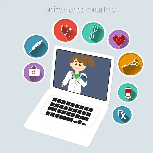 Consultation médicale en ligne — Image vectorielle