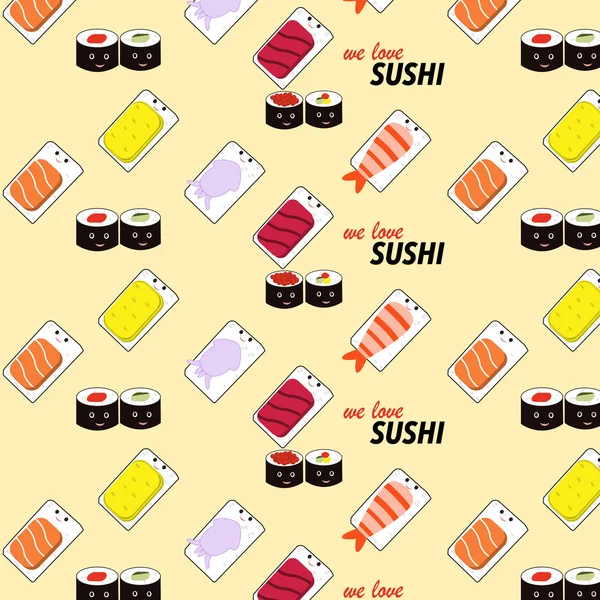 Modèle de sushi sans couture — Image vectorielle