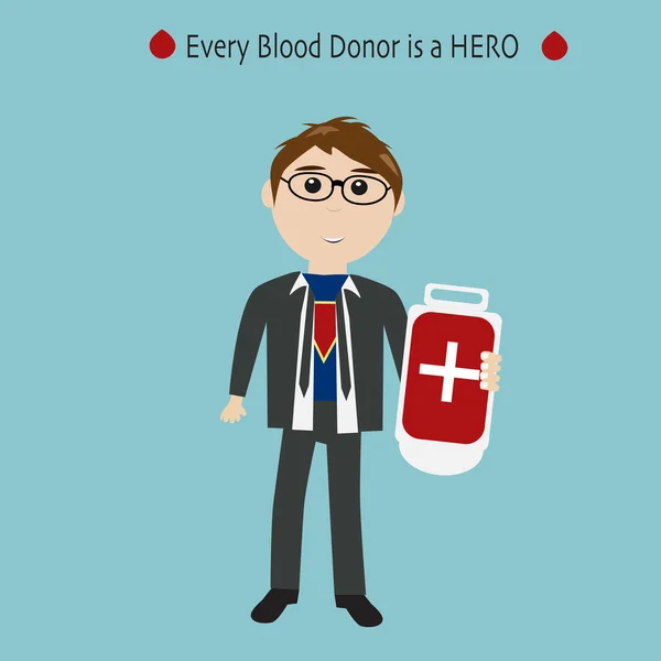 La gente es un héroe para la donación de sangre — Vector de stock