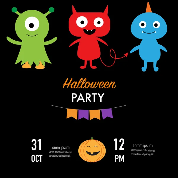 Halloween párty pozvánky monstrum znamení vektor. Illus — Stockový vektor