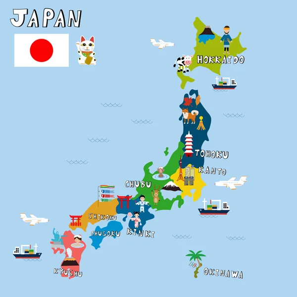 Japan Pictures map vector illustration EPS10. — Stock Vector
