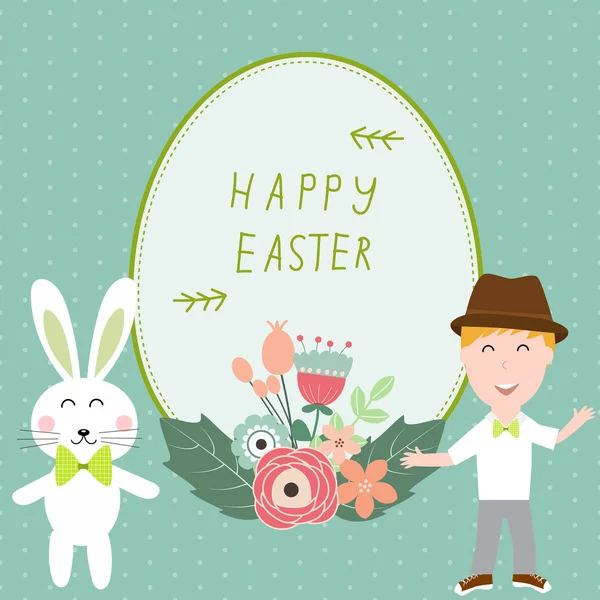 Frohe Ostern mit Kindern und Kaninchen Vektor Illustration Eps10. — Stockvektor