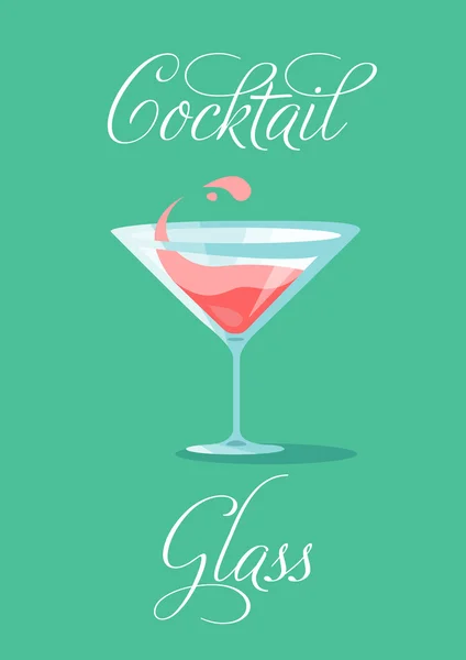 Cocktail Glass, flat simple background — Stock Vector