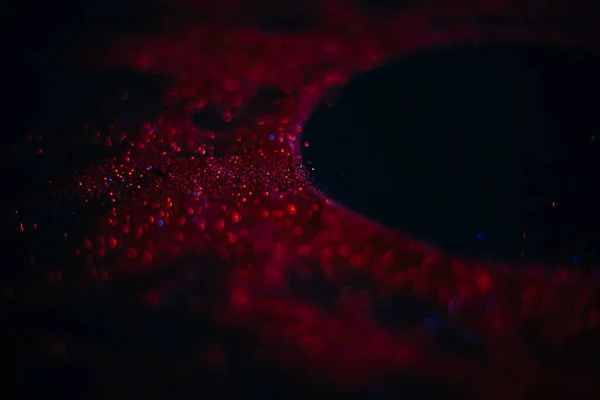 Rote Sonne Aus Pailletten Verstreute Pailletten Auf Schwarzem Hintergrund Weltraumtextur — Stockfoto