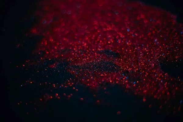 Red Sand Sequins Scattered Sparkles Black Background Space Texture — Stock Photo, Image