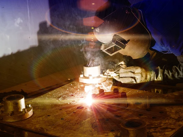 Welding machine structure by electric welding — Stock Photo, Image