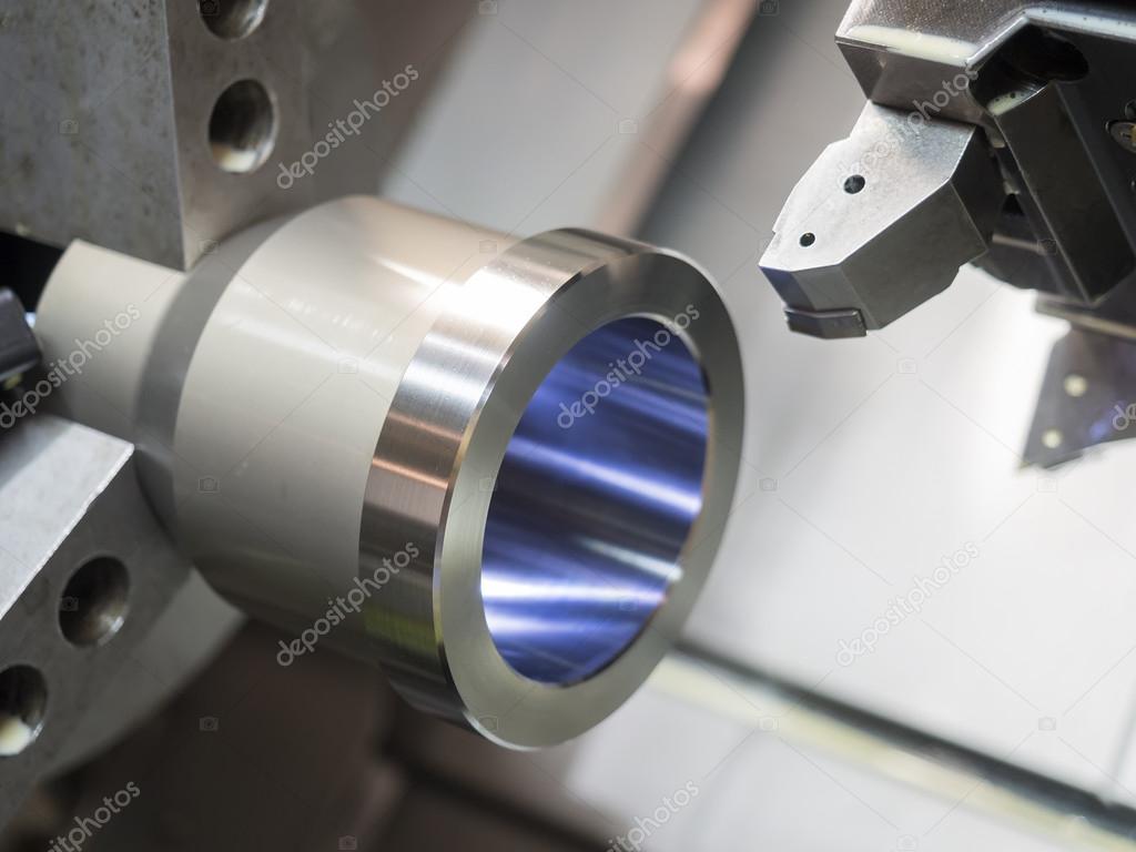 industrial metal work machining process by cutting tool on CNC l