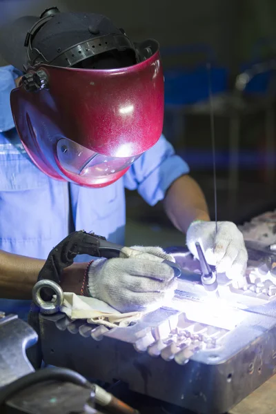 Welding work by TIG welding — Stock Photo, Image