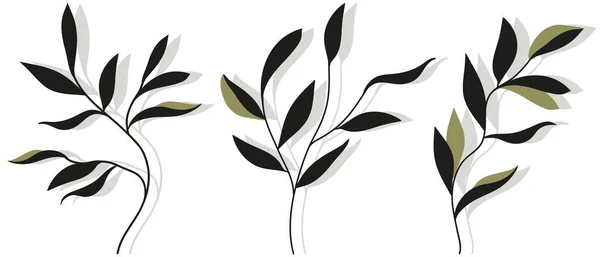 Κλαδιά Διάνυσμα Μαύρα Και Χρυσά Φύλλα Πολυτέλεια Και Μινιμαλιστικό Σχεδιασμό Διάνυσμα Αρχείου