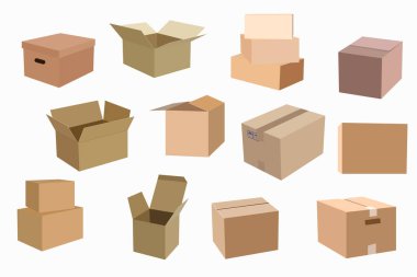 Karton kutuların vektör kümesi. Teslimat için boş kutular.