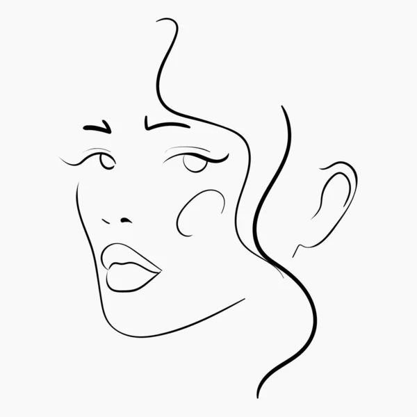 Vector Ilustración Lineal Una Cara Femenina Símbolo Dibujo Minimalista Para — Vector de stock