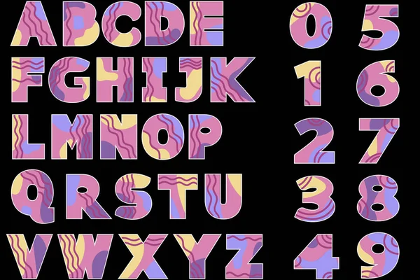 Alphabet vectoriel et chiffres dans un style rétro. — Image vectorielle