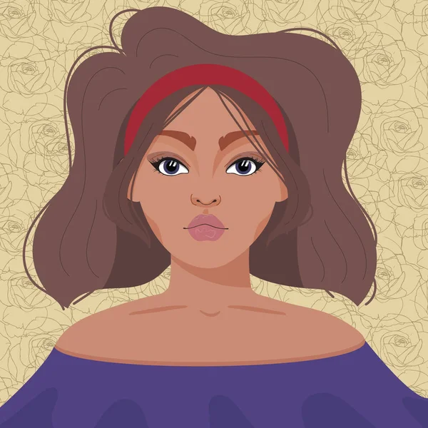 Vectorillustratie Van Een Vrouw Creatief Modern Portret Van Een Meisje — Stockvector