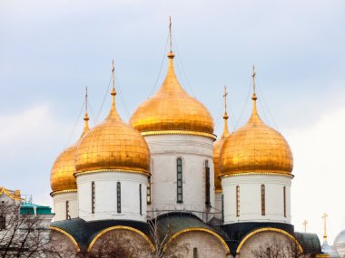 Moskova Kremlin katedrallerin Moskova Nehri üzerinden görünümü.
