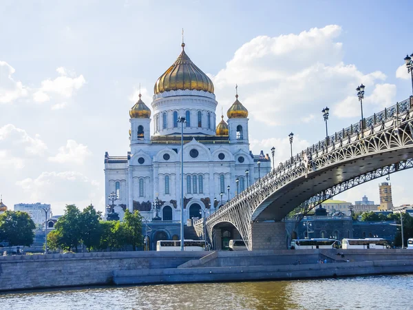 View of the Cathedral of Christ the Savior and the Patriarchal bridge, Moscow, Russia Stock Photo