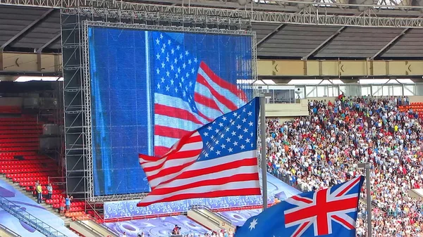 Vlajka usa na stadionu. — Stock fotografie