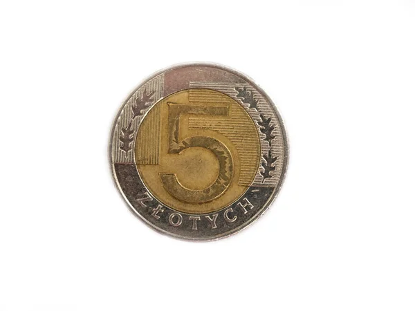Macro Close Polish Zloty Coin — Stock Photo, Image