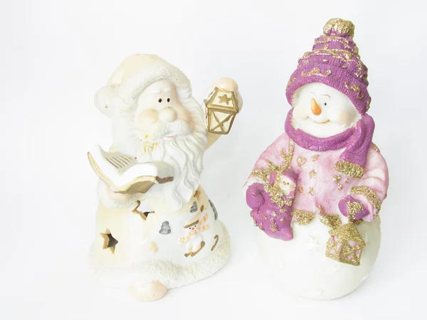 Papá Noel y muñeco de nieve — Foto de Stock