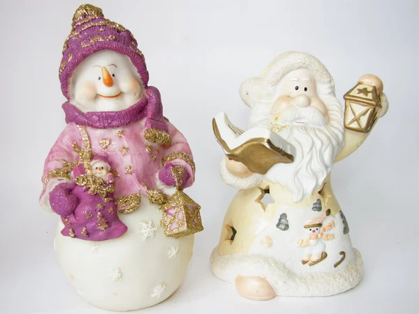 Santa Claus and snowman — Stock Photo, Image