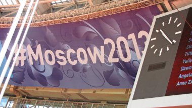 Rusya - 2013 yaklaşık: damga basılmış adanmış XIV Dünya Atletizm Şampiyonası'nın 2013 2013 Rusya'da düzenlenen Rusya