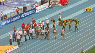 Rusya - 2013 yaklaşık: damga basılmış adanmış XIV Dünya Atletizm Şampiyonası'nın 2013 2013 Rusya'da düzenlenen Rusya