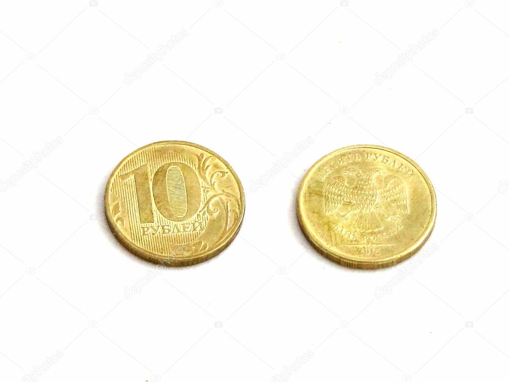 10 rubles on a white background