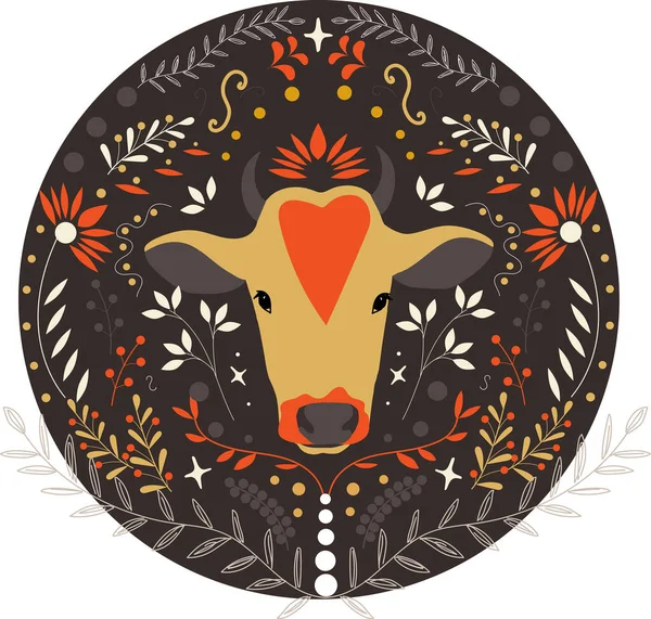 Çin Yeni Yılı 2021, Çin Zodyak Sembolü. 2021 Çin yeni yılı öküz, kırmızı ve altın çiçekler ve çemberdeki diğer elementler.. 